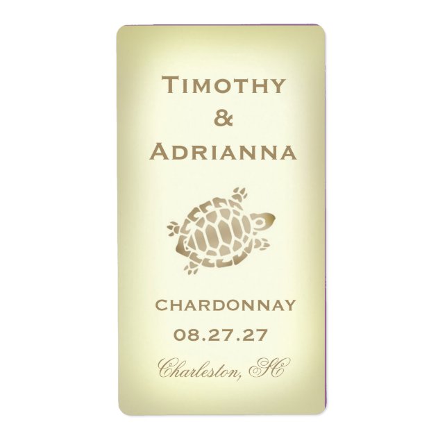GC Sea Turtle Wedding Wine Label (Vorne)