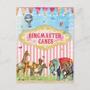 GC VINTAGE ZIRKUS HUNDE TISCHKARTE POSTKARTE