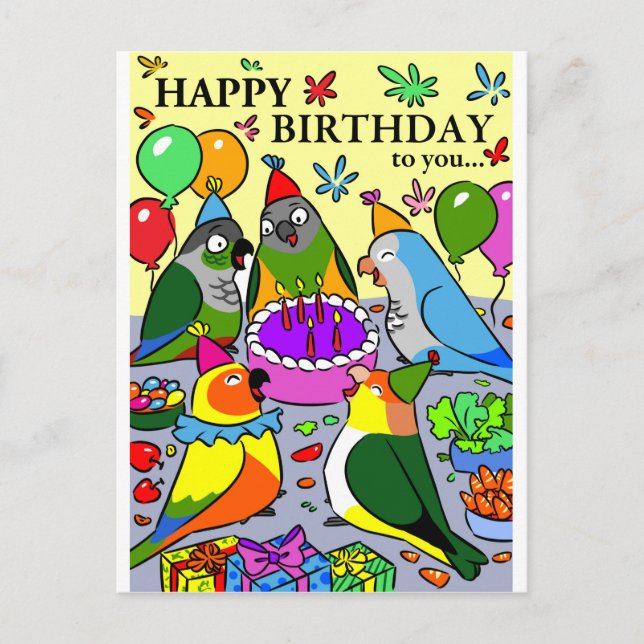 Gcc quaker caique senegal papagei glücklich postkarte (Vorderseite)