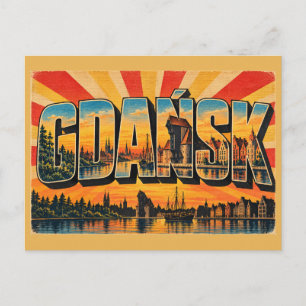 Gdańsk Hafen Kran Motława Fluss Kunst Postkarte