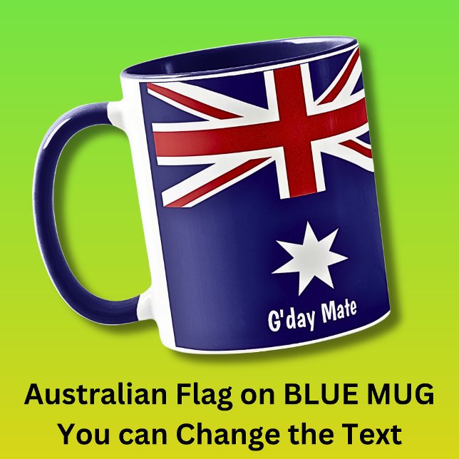 Gday Mate Australian Flag auf Blue Combo Tasse (Left)