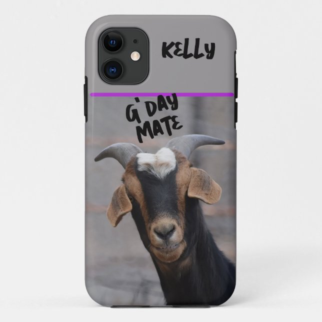 G'day mate lächeln Ziege individuell anpassbar Case-Mate iPhone Hülle (Rückseite)