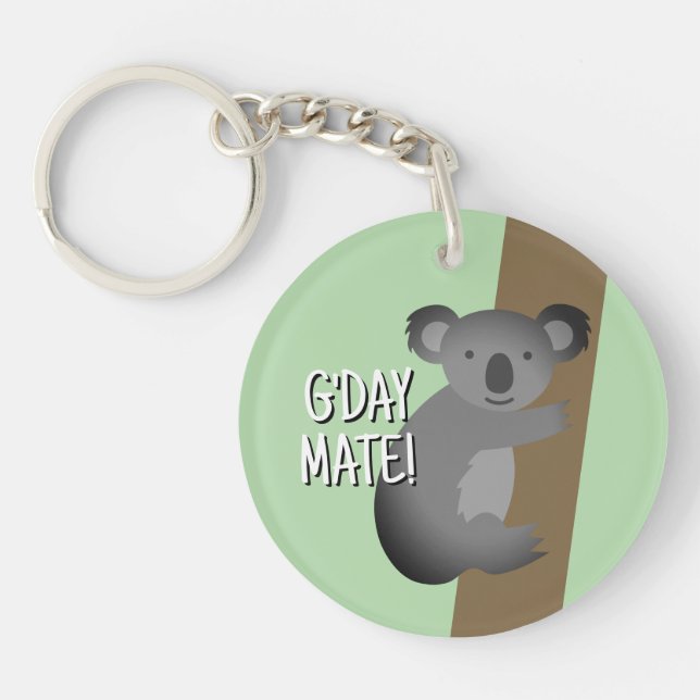 G'day Mate lustige australische Koala Bär zeichnen Schlüsselanhänger (Vorderseite)