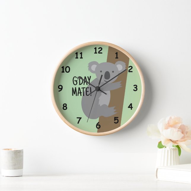 Gday Mate niedlich australische Koala Bärenillustr Uhr (Zuhause)