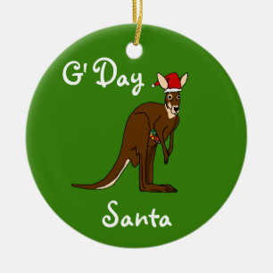 G'Day Sankt Weihnachtskänguruh-Verzierung Keramik Ornament