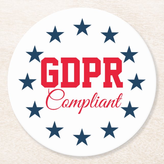 GDPR konform Runder Pappuntersetzer (Vorderseite)
