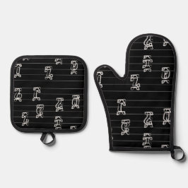 Ge’ez Numbers Illustration – Traditional Ethiopian Ofenhandschuh & Topflappen-Set