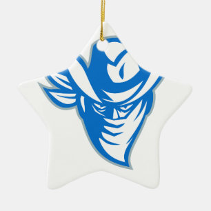 Geächteter Bandit-Cowboy Retro Keramikornament