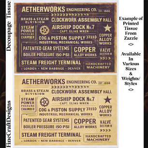 Gealterte distressed Steampunk-Arbeitsschilder FA8 Seidenpapier