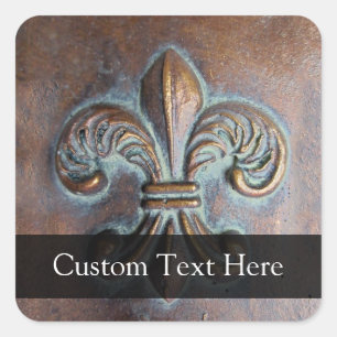 Gealterte Fleur de Lis Quadratischer Aufkleber