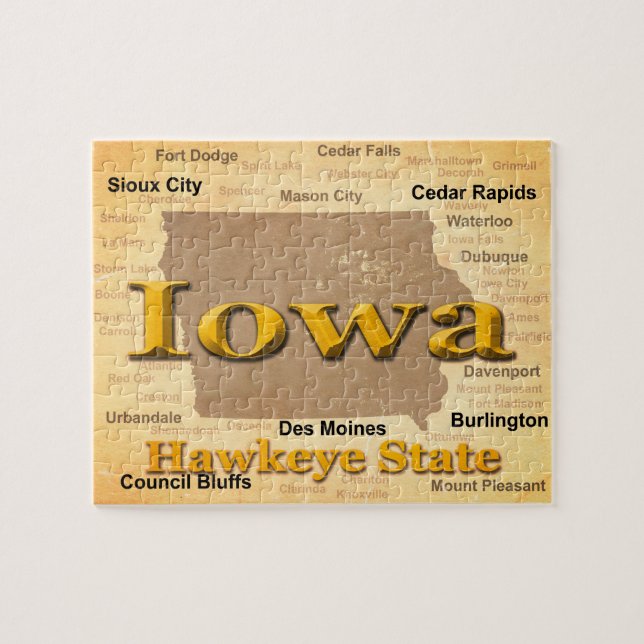 Gealterte Iowa-Staatsstolz-Karten-Silhouette (Horizontal)