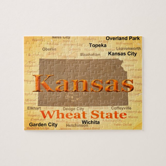 Gealterte Kansas-Staatsstolz-Karten-Silhouette (Horizontal)