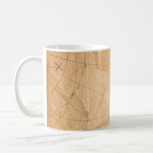 gealterte Schatzkarte von Piraten Hintergrundkarte Kaffeetasse
