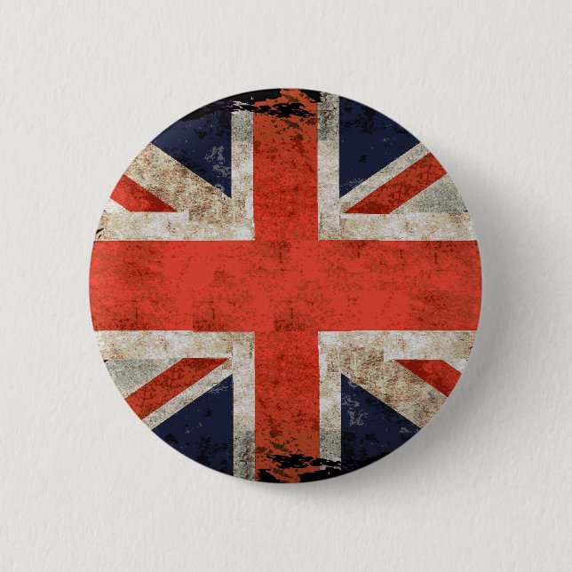 Gealterte zerrissene Union Jack Button (Vorderseite)