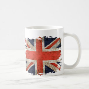 Gealterte zerrissene Union Jack Kaffeetasse