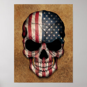 Gealterter und getragener Flagge-Schädel Poster