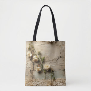 Gealtertes Papier mit weißem rustikalen Blumenmoti Tasche