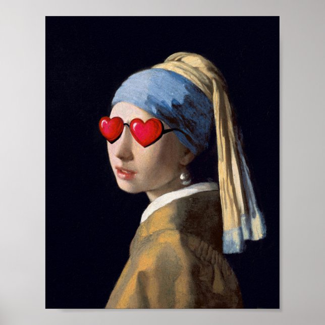 Geändertes Kunstmädchen mit Perlenohrring von Verm Poster (Vorne)
