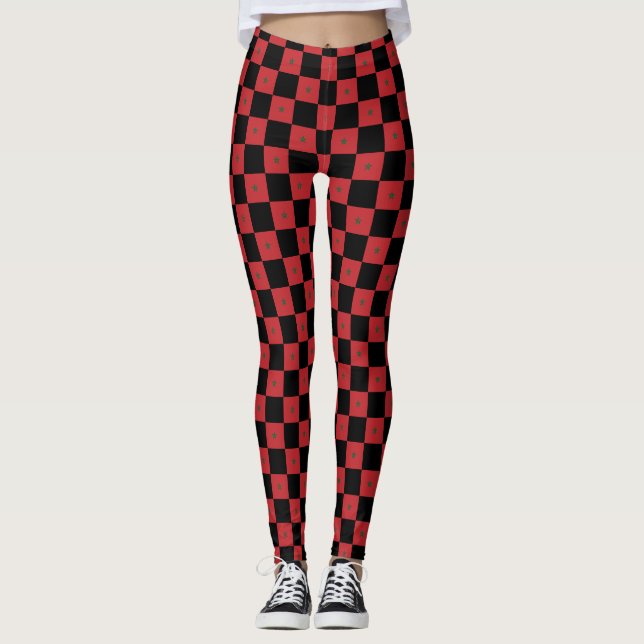Geändertes marokkanisches Flaggenmuster Leggings (Vorderseite)