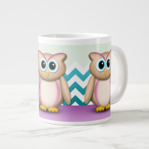 Géante Hibou mignon - pourpre et tasse de Chevron 20oz de