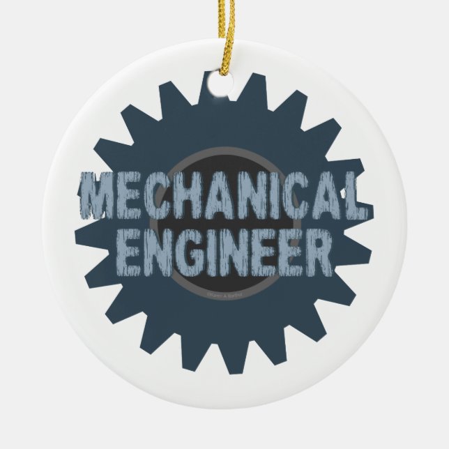 Gear Blue Gray für Maschinenbauer Keramik Ornament (Vorne)