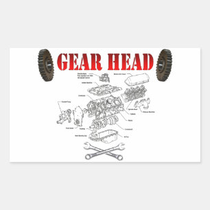 GEAR HEAD RECHTECKIGER AUFKLEBER