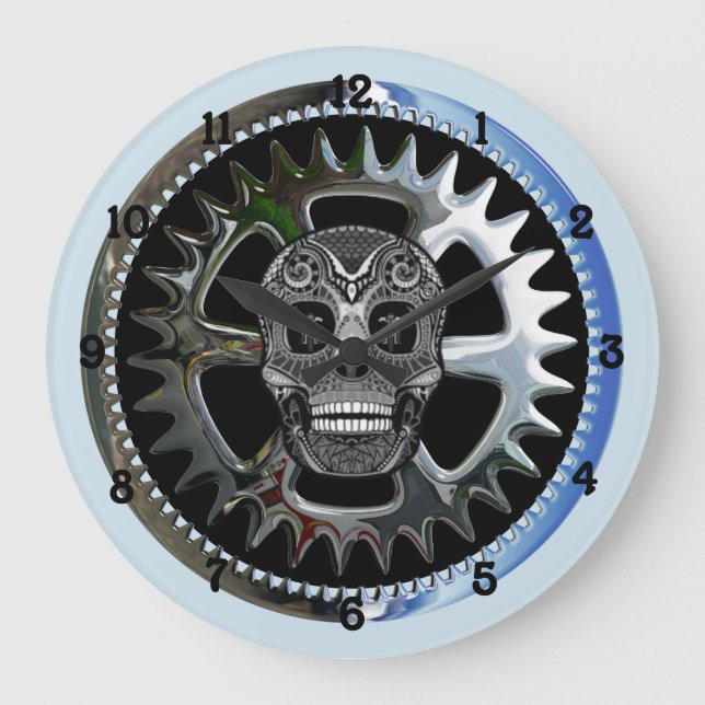 Gear Rider Chopper Skull Große Wanduhr (Vorderseite)