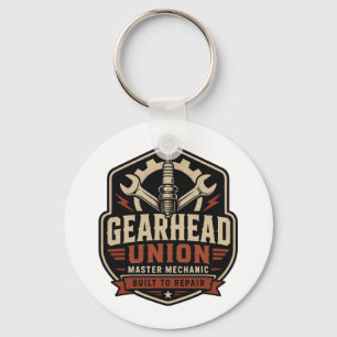 Gearhead Union Mechaniker Vorder- und Rückseite He Schlüsselanhänger