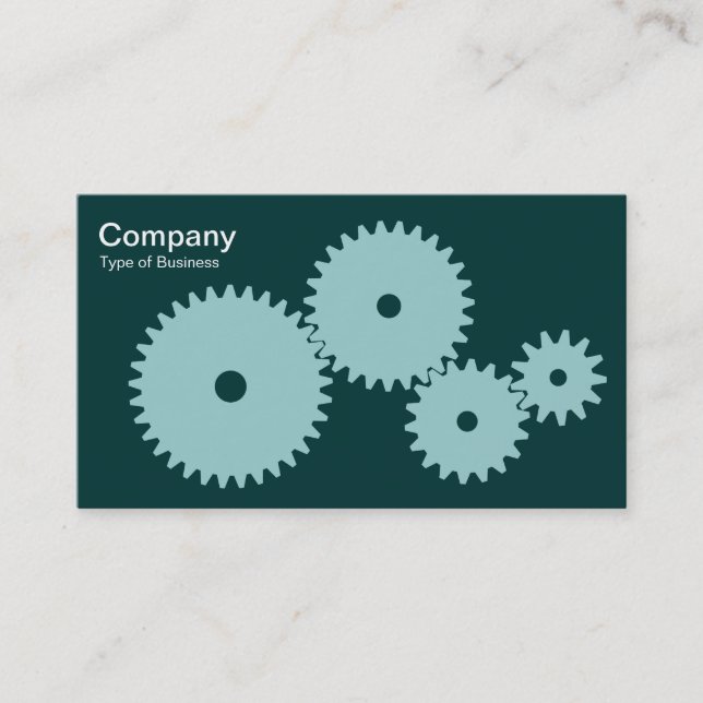 Gears - Lt Blue Green auf Dk Green Visitenkarte (Vorderseite)