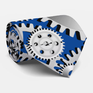 Gears Silver Blue Engineering Steampunk Mechanisch Krawatte