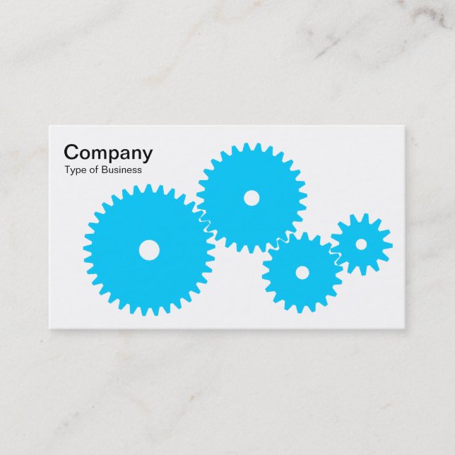 Gears - Sky Blue on White Visitenkarte (Vorderseite)