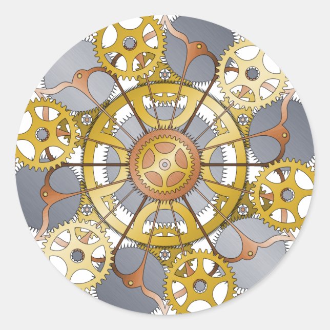 Gears und Cogs Mandala Design Runder Aufkleber (Vorderseite)