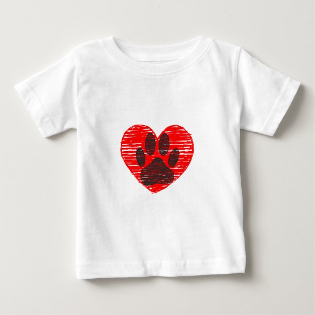 geätzte Hundekuh im roten Herzen Baby T-shirt (Vorderseite)