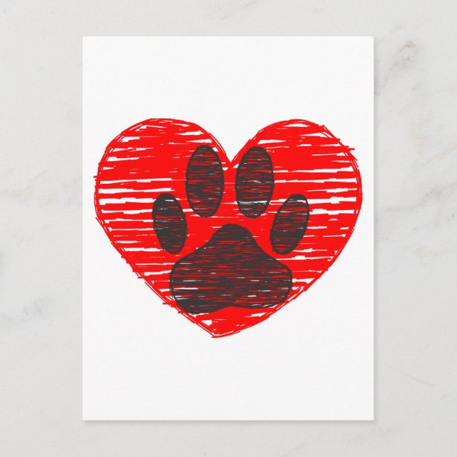 geätzte Hundekuh im roten Herzen Postkarte (Vorderseite)