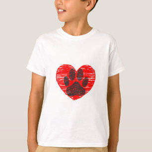 geätzte Hundekuh im roten Herzen T-Shirt