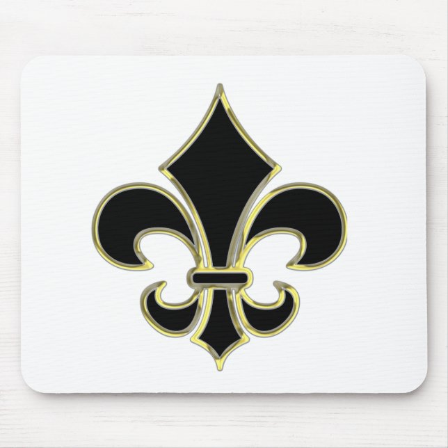 Geaux Schwarz-u. GoldLilie Mousepad (Vorne)