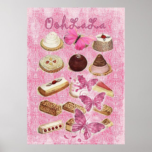 Gebäck aus Frankreich, Kuchen, Nachtisch Poster (Vorne)