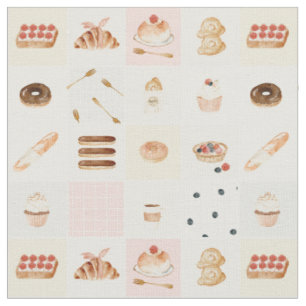 Gebäck Bäckerei Kuchen Patchwork Wasserfarbe Kuche Stoff