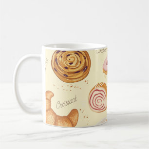 Gebäck: Geschmackvolles, nahtloses Muster. Kaffeetasse