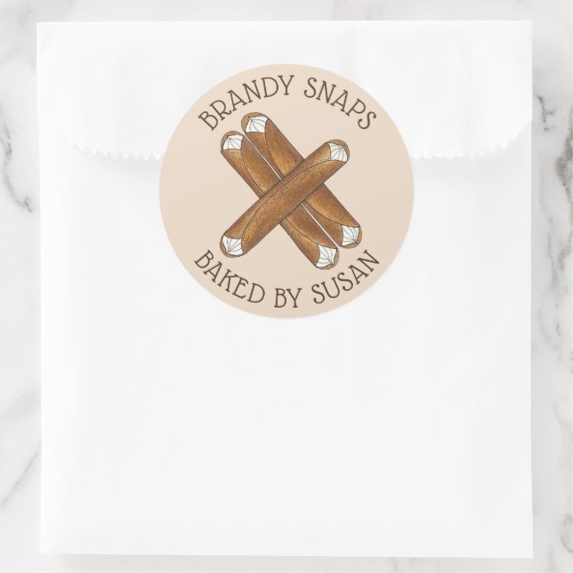 Gebacken durch Bäckerei hausgemachte Brandy Snaps  Runder Aufkleber (Tasche)