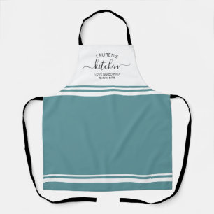 Gebacken in Aquamarin türkisfarbenem Streifen Schürze