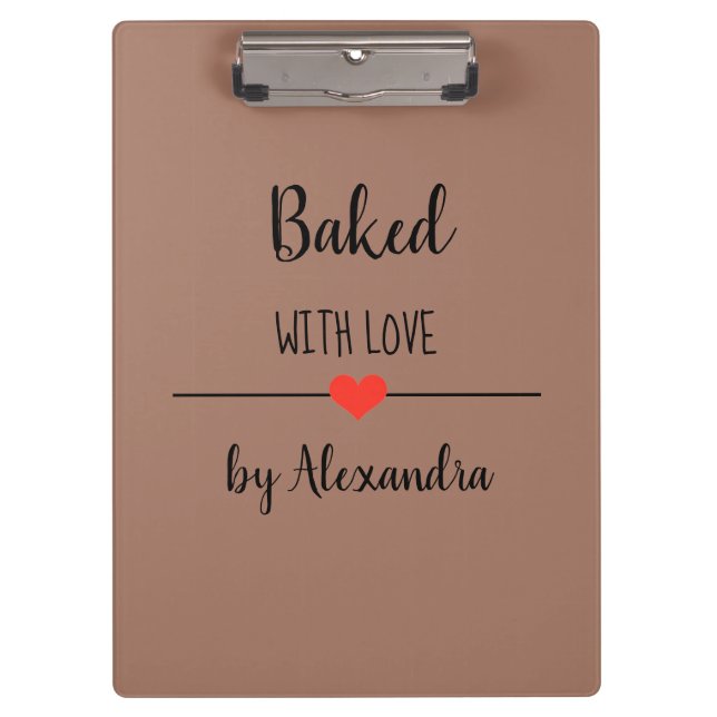 Gebacken mit braun Liebe Klemmbrett (Vorderseite)