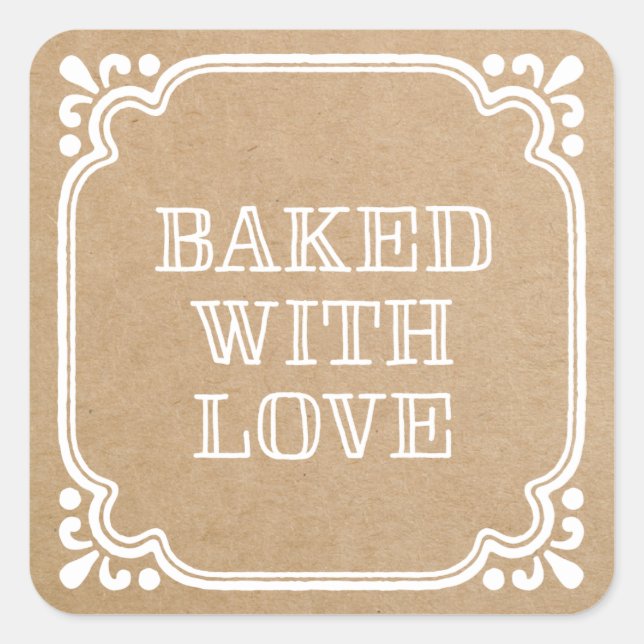 gebacken mit Liebe | Aufkleber für Backwaren (Vorderseite)