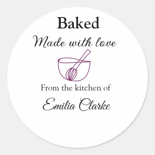 Gebacken mit Liebe Bäckerei Unternehmen hinzufügen Runder Aufkleber (Vorderseite)
