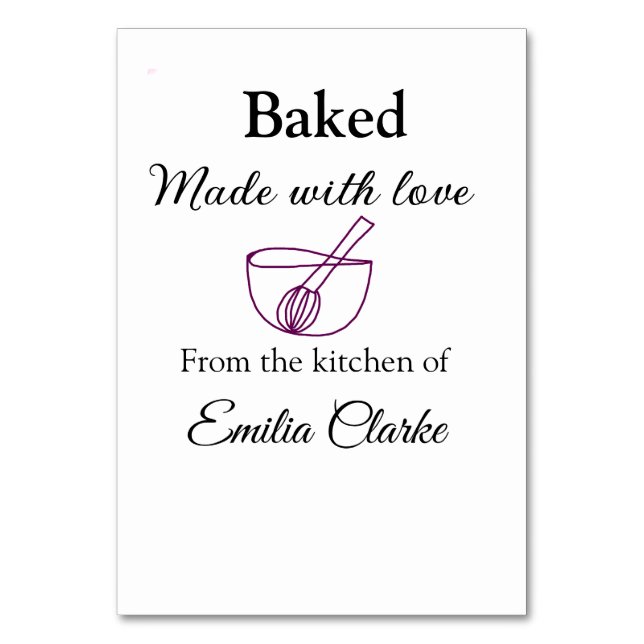 Gebacken mit Liebe Bäckerei Unternehmen hinzufügen Tischnummer (Vorderseite)