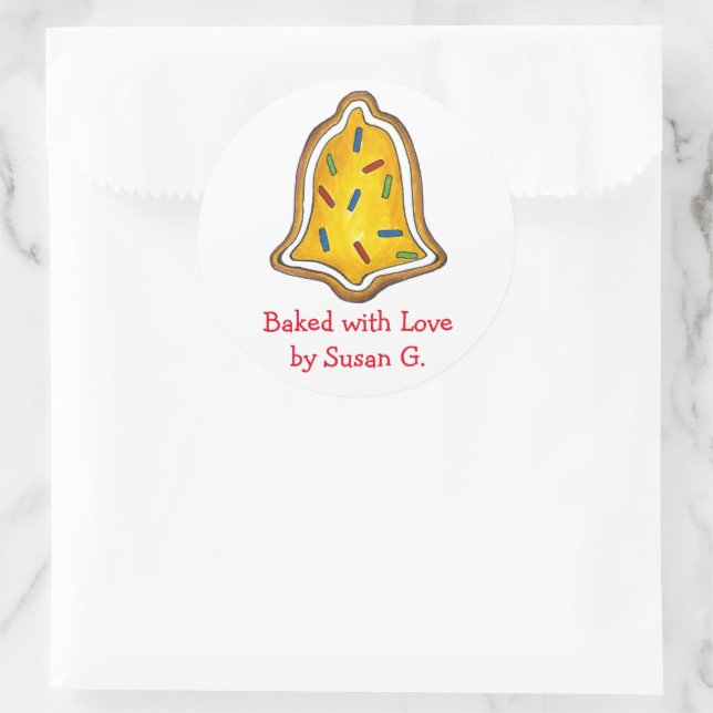 Gebacken mit Liebe Bell Weihnachtszucker Keks Runder Aufkleber (Tasche)