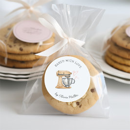 Gebacken mit Liebe-benutzerdefiniertes Etikett Runder Aufkleber