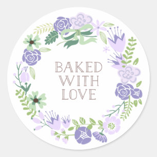 Gebacken mit Liebe Blumenkranz   Danke Stickers