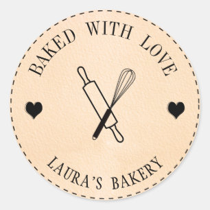 Gebacken mit Liebe Cake Rolling Button Whisk Runder Aufkleber