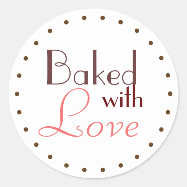 gebacken mit Liebe dekorativer Kreis Runder Aufkleber (Vorderseite)